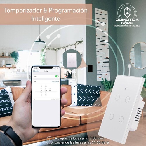 Apagador WiFi 2 Botones: Voz con Alexa/Google Home - Instalación Flexible: Línea y Neutro o Línea + Capacitor, (Blanco).