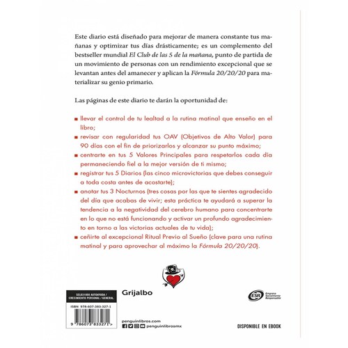 El Club de las 5 de la mañana. Diario Autor Robin Sharma, Andrea Montero Cusset
