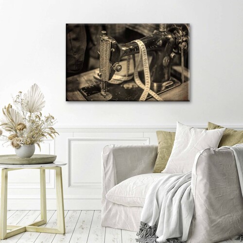 Cuadro Decorativo Canvas Maquina de coser, sepia 150x100