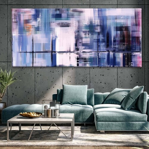 Cuadro Decorativo Canvas Abstracto Azul Impreso 160x80