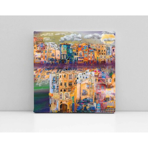 Cuadro Decorativo Impresionismo Canal en la ciudad 30x30