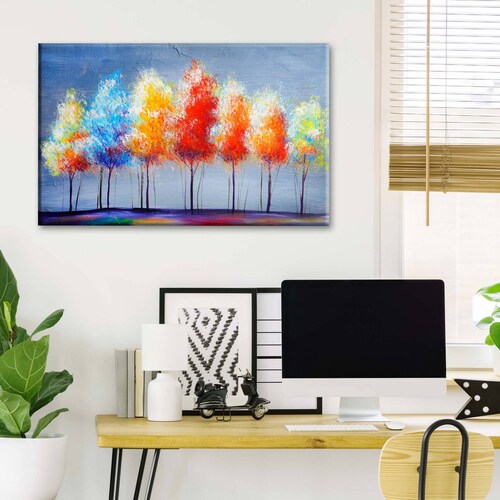 Cuadro Decorativo Canvas Arboles coloridos 105x70