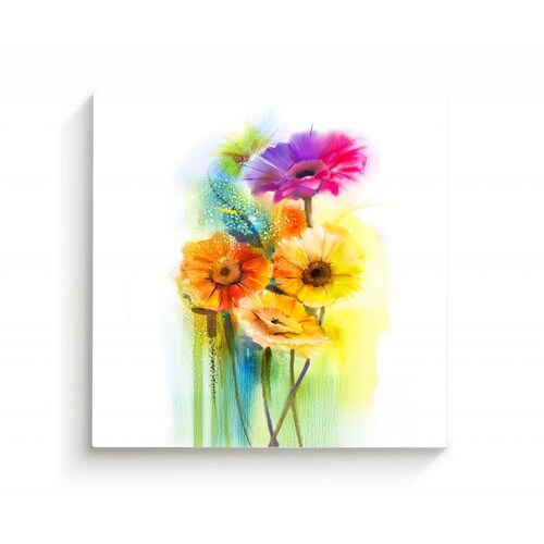 Cuadro Decorativo Canvas Obra Arte Acuarela Flores 30x30