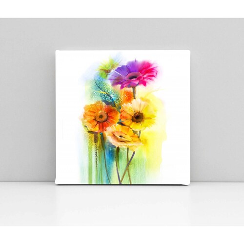 Cuadro Decorativo Canvas Obra Arte Acuarela Flores 30x30