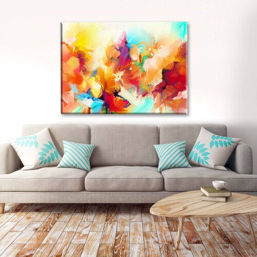Cuadro Decorativo Canvas flores abstractas al Oleo 135x90