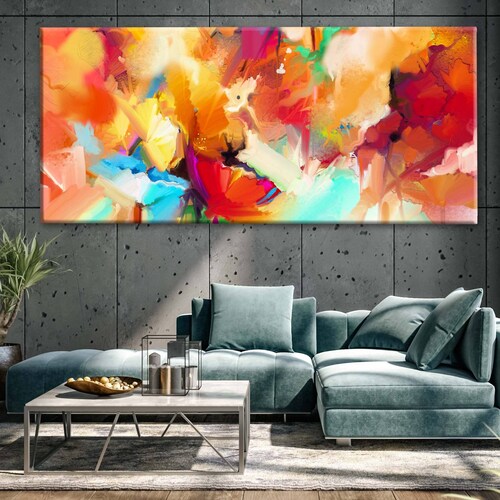 Cuadro Decorativo Canvas flores abstractas al Oleo 100x50