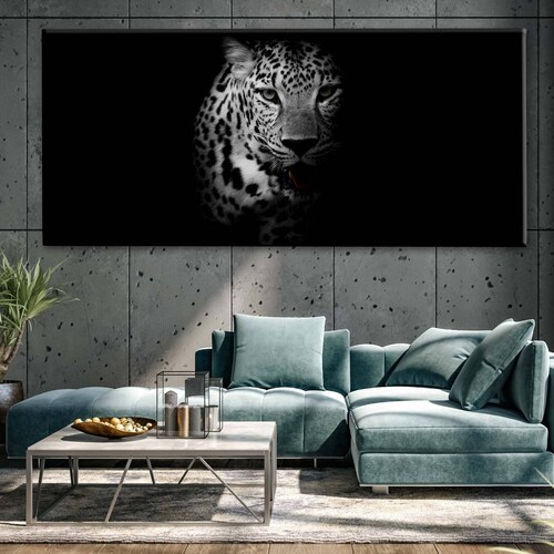 Cuadro Decorativo Canvas Retrato Leopardo 80x40