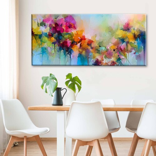 Cuadro Decorativo Canvas Flores de primavera óleo 200x100