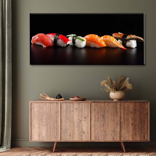 Cuadro Decorativo Canvas Sushi en fondo negro 100x50