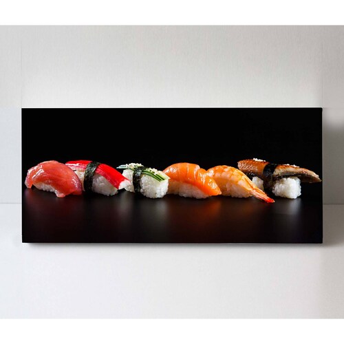 Cuadro Decorativo Canvas Sushi en fondo negro 210x70