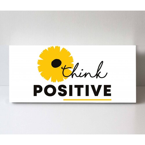 Cuadro Decorativo Canvas Frase "Piensa positivo" 200x100