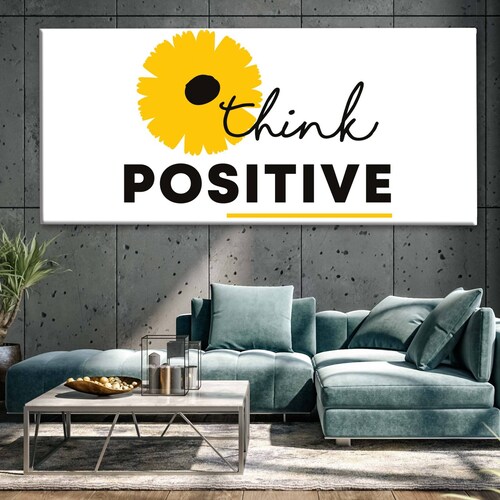 Cuadro Decorativo Canvas Frase "Piensa positivo" 200x100