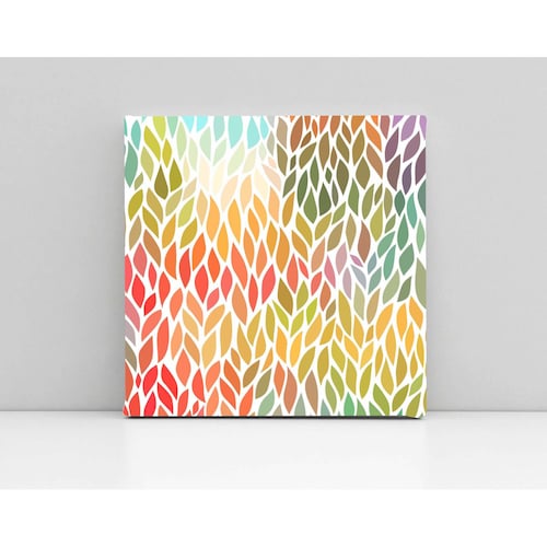 Cuadro Decorativo Canvas Hojas de colores 100x100