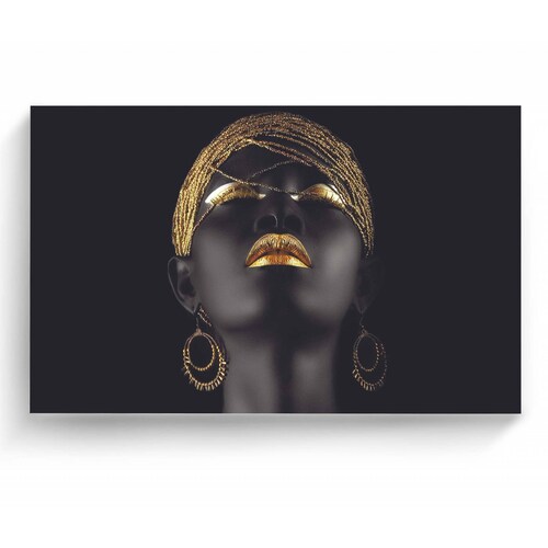 Cuadro Decorativo Canvas Mujer labios dorados 135x90