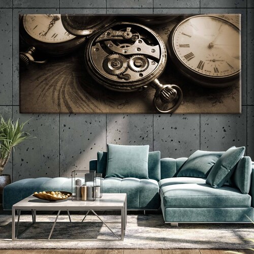 Cuadro Decorativo Canvas Engranaje reloj antiguo 200x100