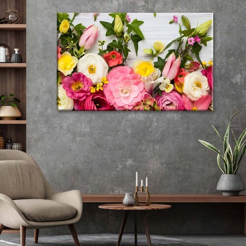 Cuadro Decorativo Canvas Marco de Flores 45x30