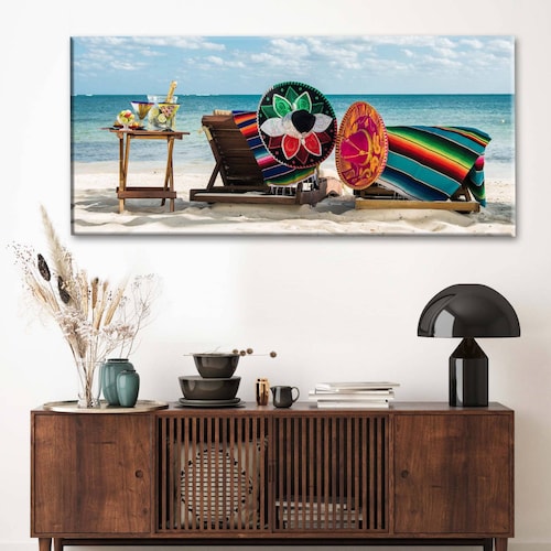 Cuadro Decorativo Canvas Mar Caribe playa mexicana 120x60