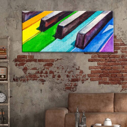 Cuadro Decorativo Canvas Piano en colores 90x30