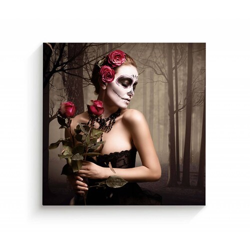 Cuadro Decorativo Canvas Catrina con rosas 30x30