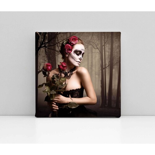 Cuadro Decorativo Canvas Catrina con rosas 30x30