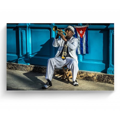 Cuadro Decorativo Canvas Trompetista, La Habana 75x50