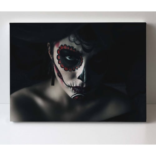 Cuadro Decorativo Canvas Mujer catrina fondo negro 150x100