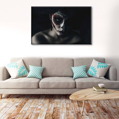 Cuadro Decorativo Canvas Mujer catrina fondo negro 45x30