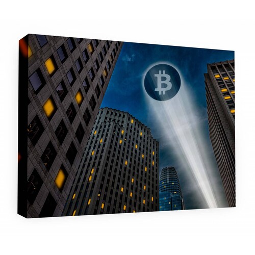 Cuadro Decorativo Canvas Bitcoin logo proyectado 105x70