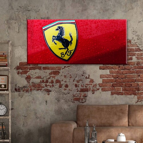 Cuadro Decorativo Canvas Escudo Ferrari 200x100