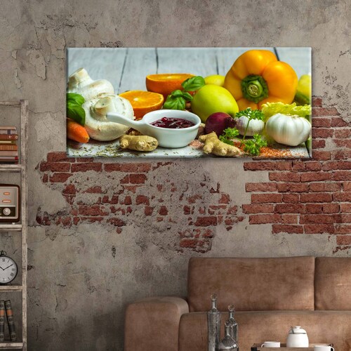 Cuadro Decorativo Canvas Vegetales y Frutas 90x30