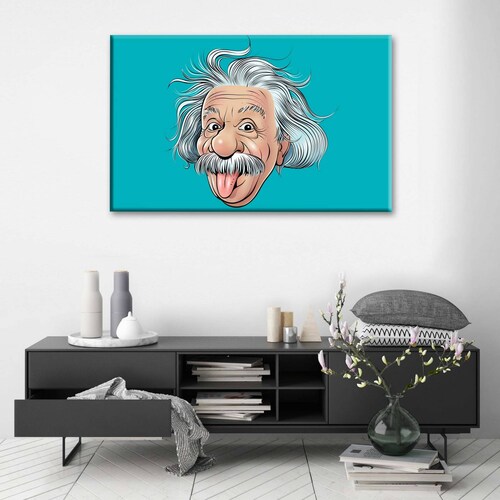 Cuadro Decorativo Canvas Albert Einstein caricatura 75x50