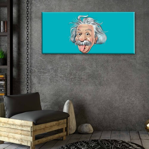 Cuadro Decorativo Canvas Albert Einstein caricatura 120x60