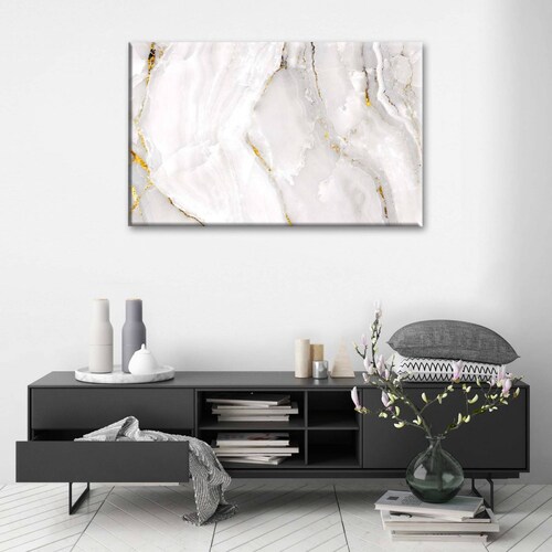 Cuadro Decorativo Canvas Mármol blanco con gris 180x120