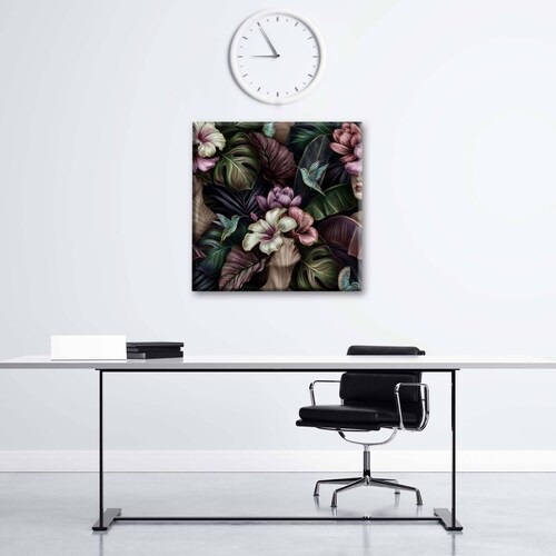 Cuadro Decorativo Canvas Mujer con flores exoticas 50x50