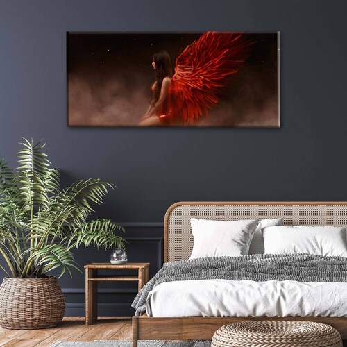 Cuadro Decorativo Canvas Angel con alas rojas 100x50