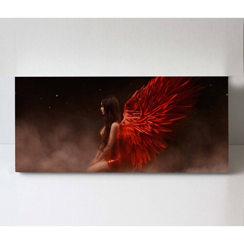 Cuadro Decorativo Canvas Angel con alas rojas 210x70