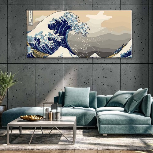 Cuadro Decorativo Canvas La gran ola de Kanagawa 210x70