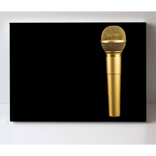 Cuadro Decorativo Canvas Microfono dorado 135x90