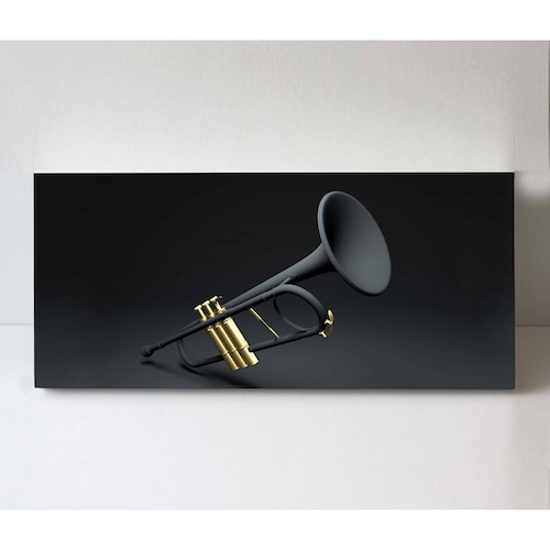 Cuadro Decorativo Canvas Ilustración 3D Trompeta 90x30