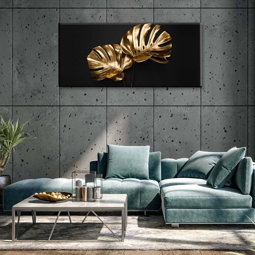 Cuadro Decorativo Canvas Plantas tropicales de oro 120x60