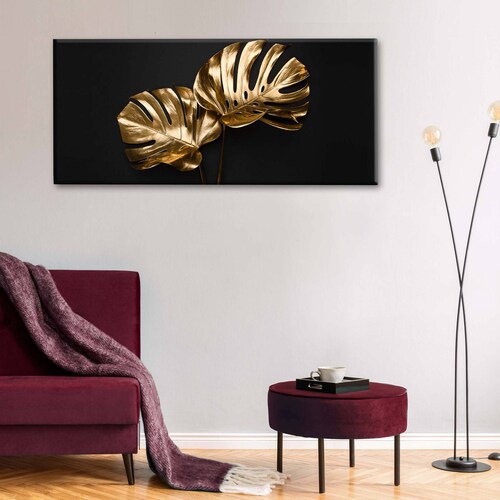 Cuadro Decorativo Canvas Plantas tropicales de oro 150x50
