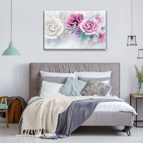 Cuadro Decorativo Canvas Rosas Ilustración 3D  105x70
