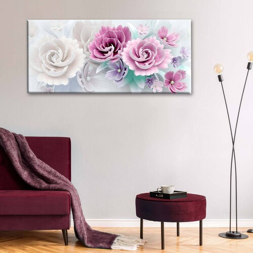 Cuadro Decorativo Canvas Rosas Ilustración 3D  160x80