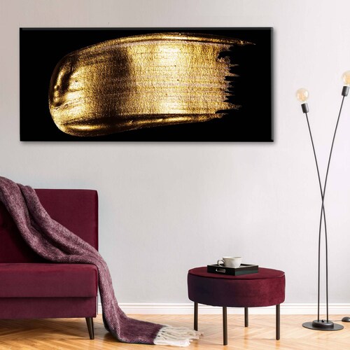 Cuadro Decorativo Canvas Pinceladas de oro 200x100
