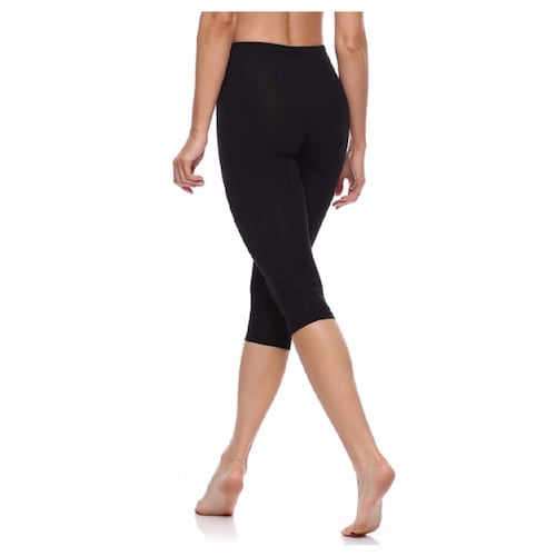 Leggings Deportivos Negros, Capri Grueso, Gym Leggings Mujer