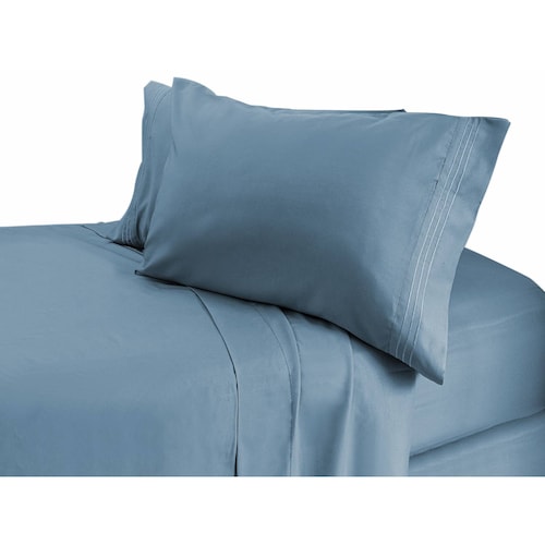 Juego de Sábanas Microfibra Color Azul Plumbago King Size