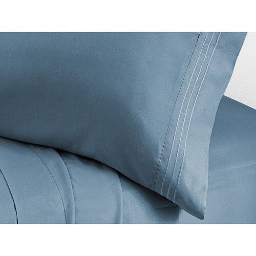 Juego de Sábanas Microfibra Color Azul Plumbago King Size