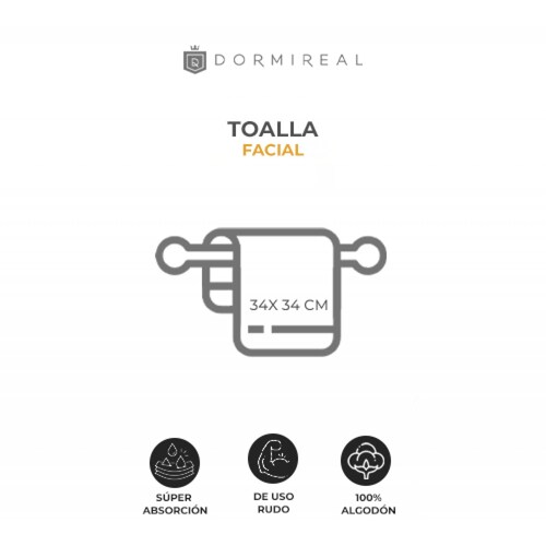Toalla Facial Set 4 Pzs Blanca 100% Algodón 34x34cm Dormireal