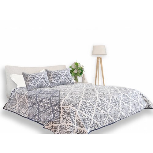 Colcha Medallón de Jacquard Doble vista Matrimonial Dormireal.