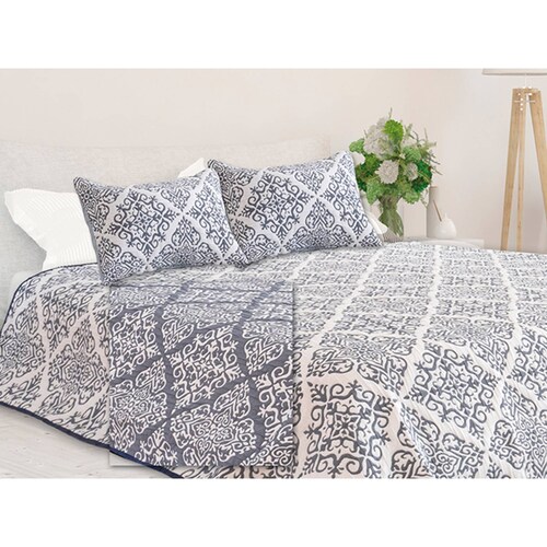 Colcha Medallón de Jacquard Doble vista Matrimonial Dormireal.